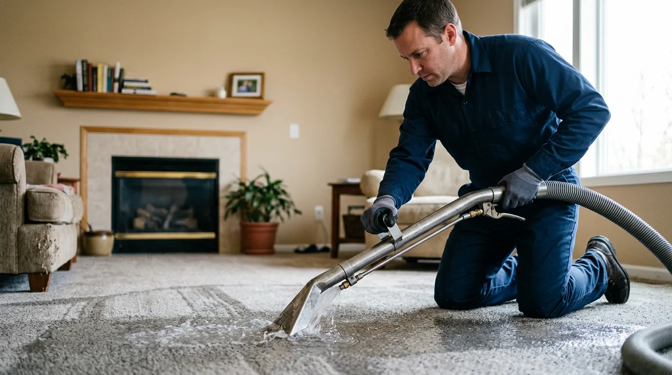 Water damage restoration technician working near Haviland, KS